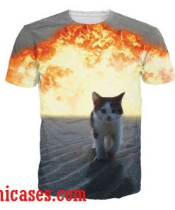 3d cat funny full print graphic shirt two side