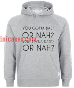 you got a bae or nah you tryna date or nah Hoodie pullover