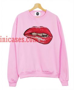 Red Lips Pink Sweatshirt