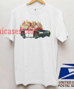 Burning Police Car T shirt