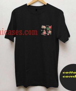 Vintage Rose Floral Print Pocket T shirt