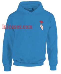 Rose hand blue Hoodie pullover