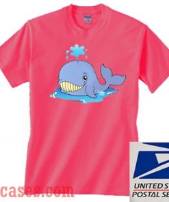 Hot pink whale cartoon T shirt
