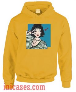 Peace Anime Girl Yellow Hoodie pullover