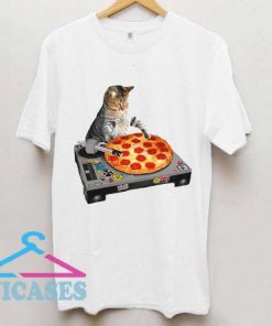 Dj pizza cat back print T shirt