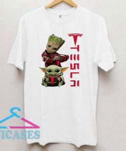 Baby Groot And Baby Yoda Tesla T Shirt