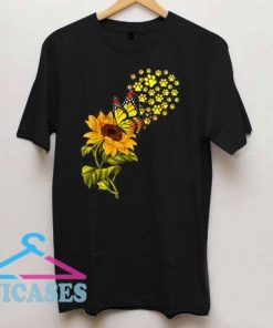 Paw Sunflower And Butterfly T Shirt