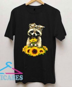 Sunflower Lovely Raccoon T Shirt
