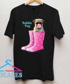 Bubble Pug Pink Boots T Shirt