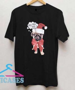 Ho Ho Ho Bow Pug Christmas T Shirt