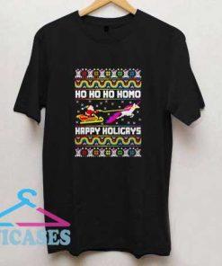 Unicorn Homo Happy Holigays Christmas T Shirt
